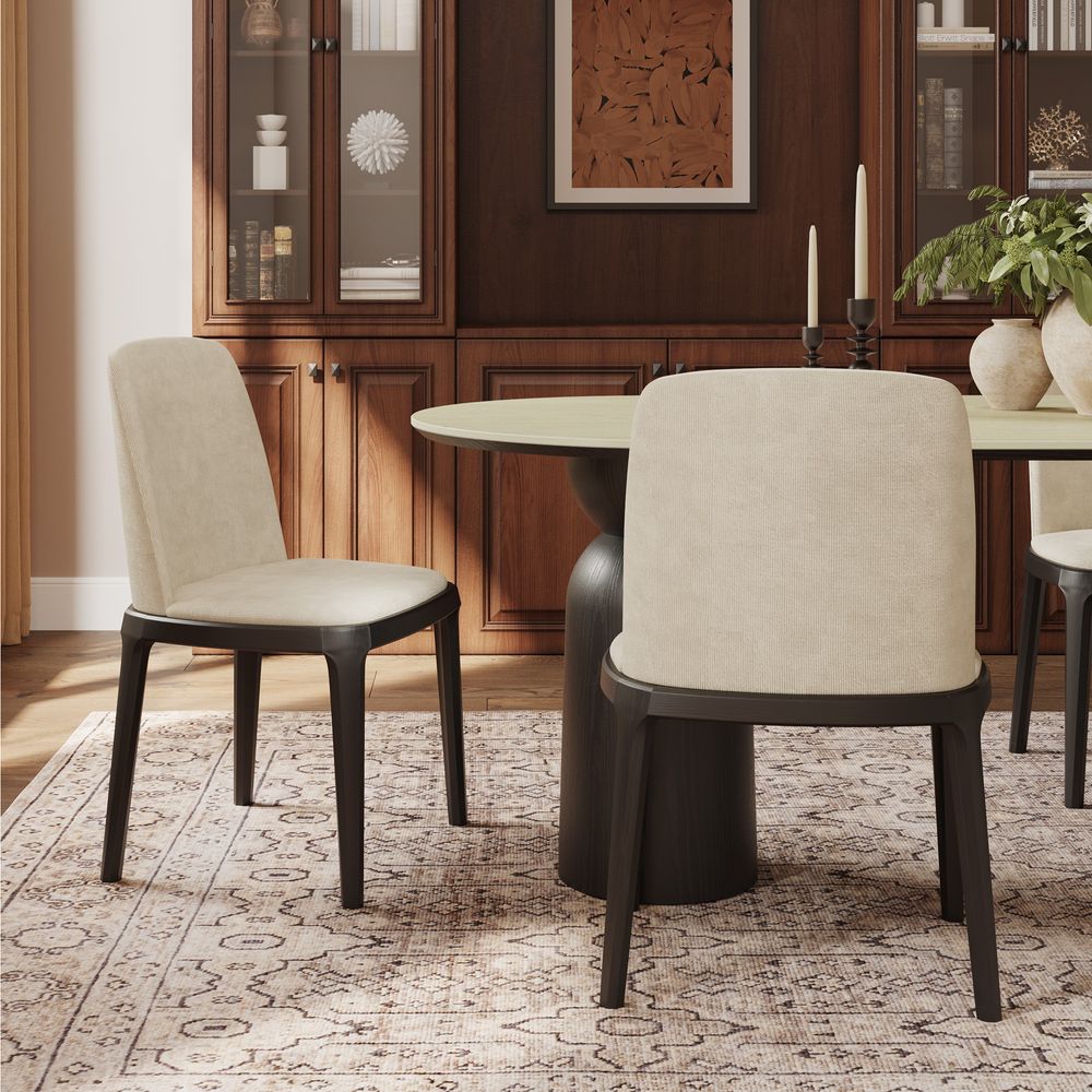 Black Ash Solid Wood Dining Chairs Set for Dining Room