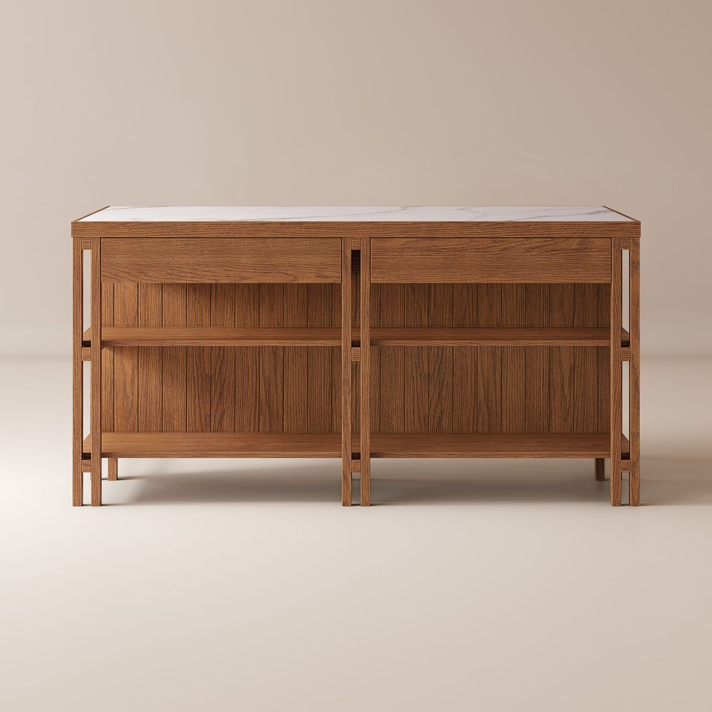 72" Sintered Stone Kitchen Island with Storage