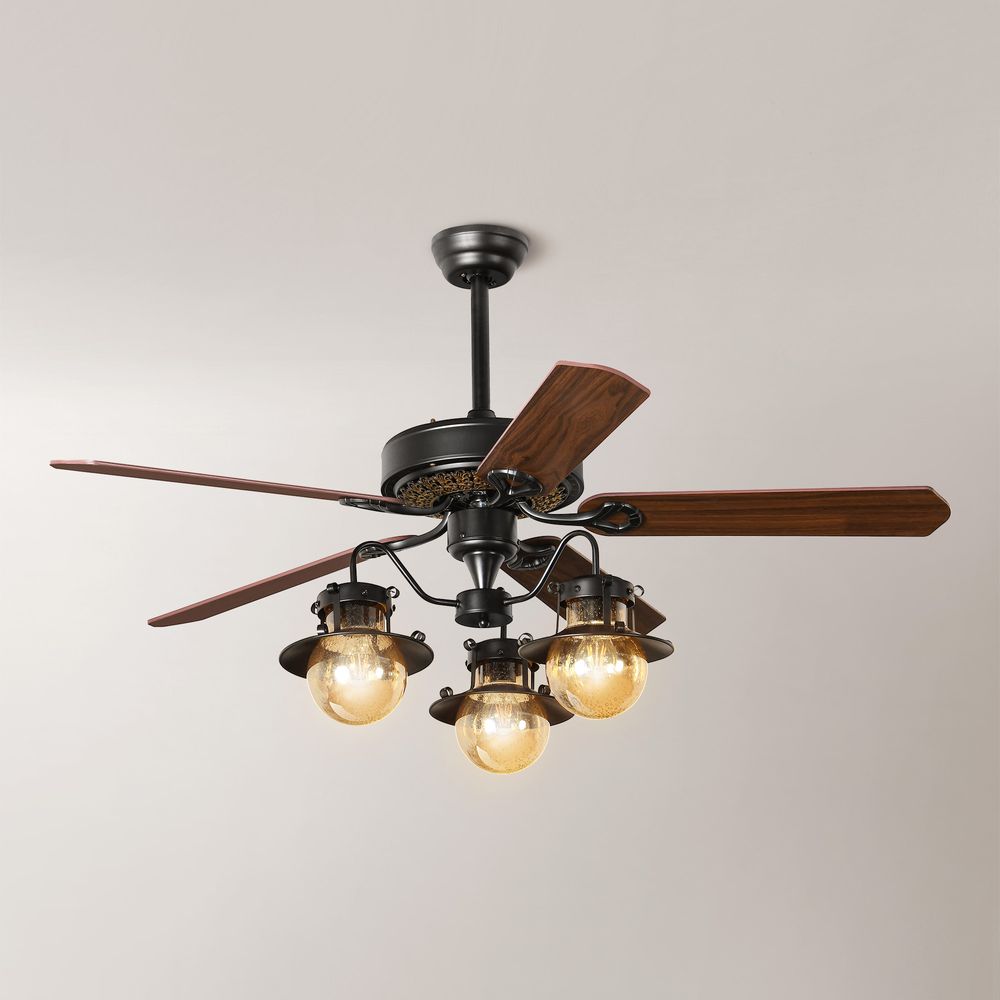 52" Ceiling Fan with glass lamp shade
