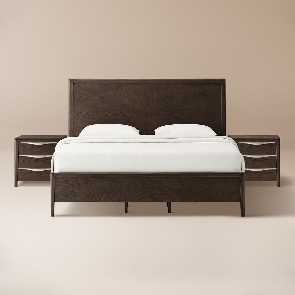 3-Piece Dark Brown Wooden Bedroom Set
