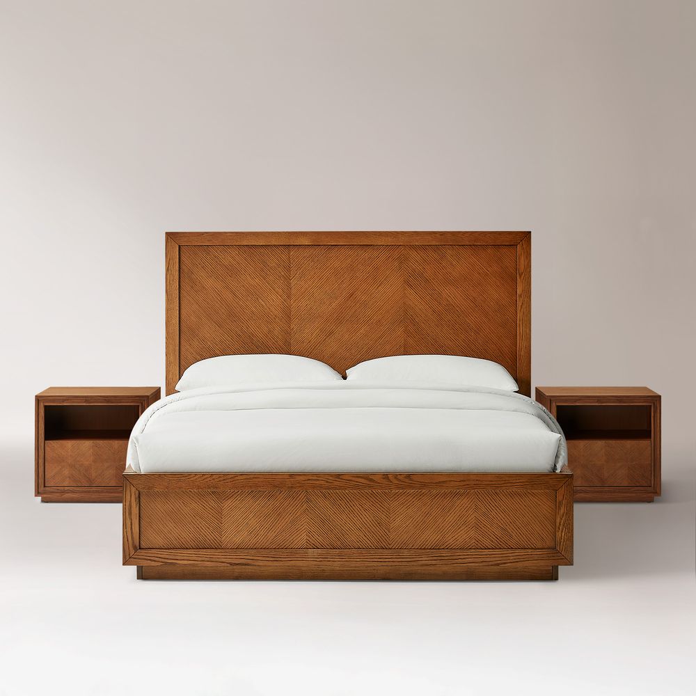 3-Piece Chevron Brown Wooden Bedroom Set