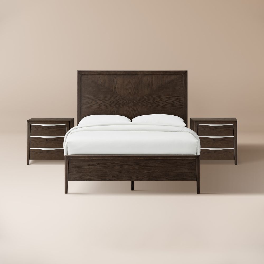 3-Piece Dark Brown Wooden Bedroom Set