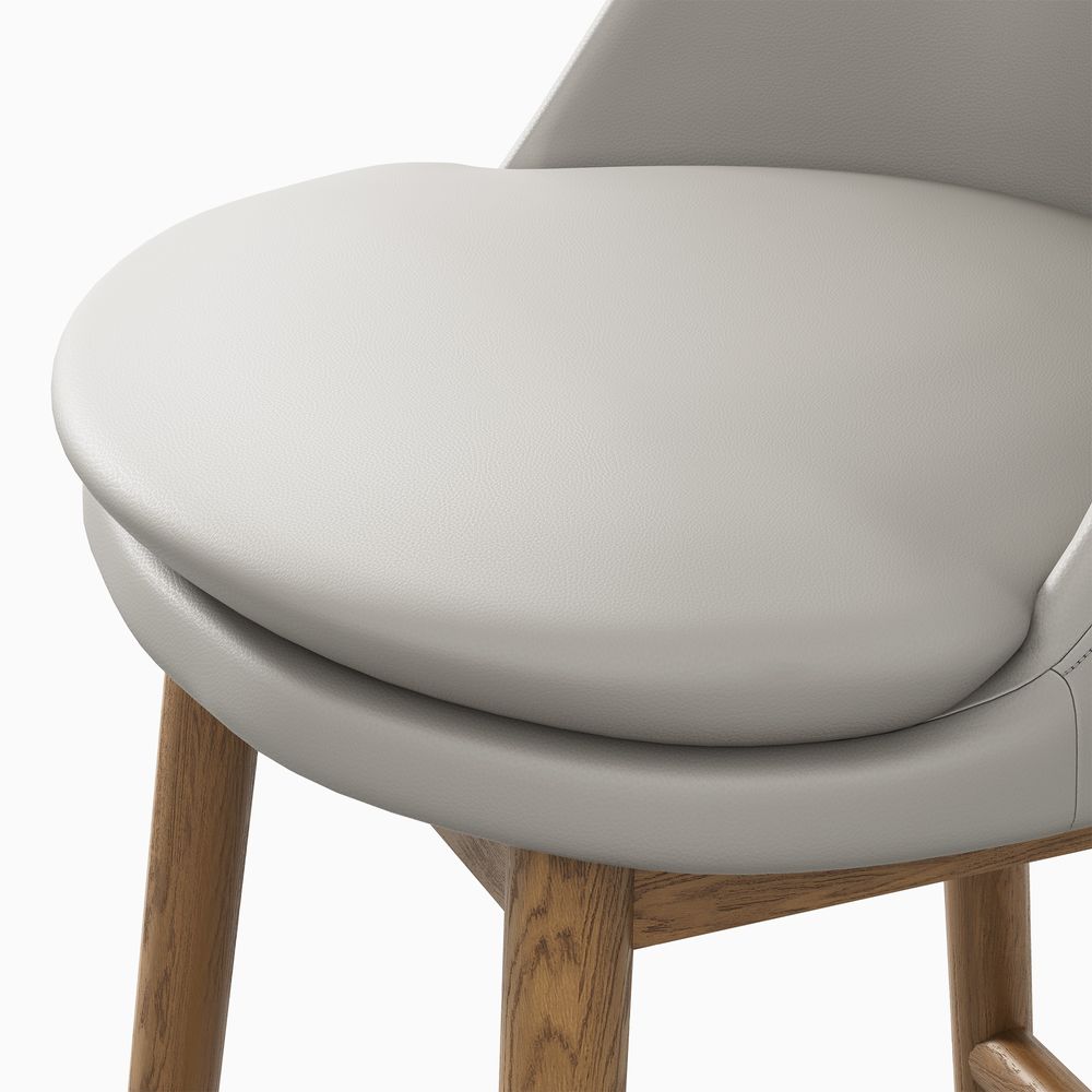 Modern Ash Wood Counter Bar Stool with PU Leather Upholstery