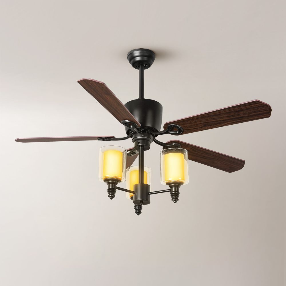 Glass lamp shade ceiling fan 52 inch
