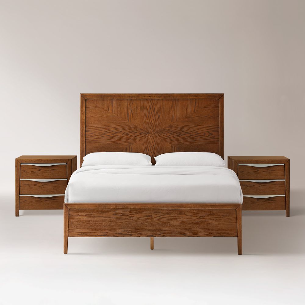 3-Piece Brown Wooden Bedroom Set