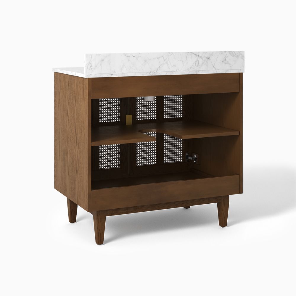 back of solid wood bathroom vanity