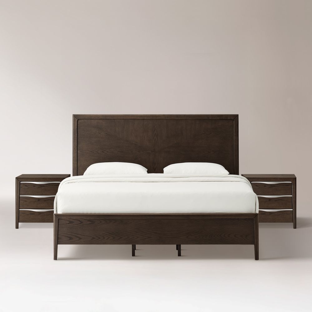 3-Piece Dark Brown Wooden Bedroom Set
