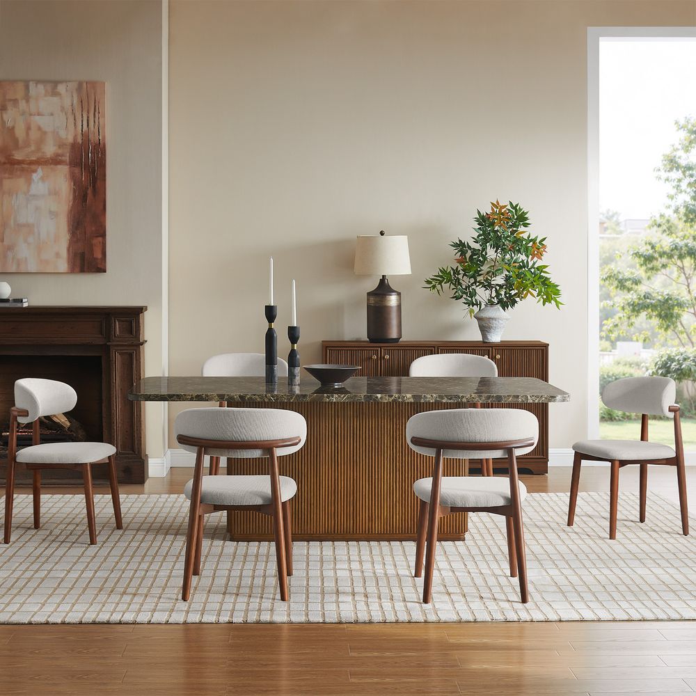 Mid Century Modern 84 Inch Marble Dining Table