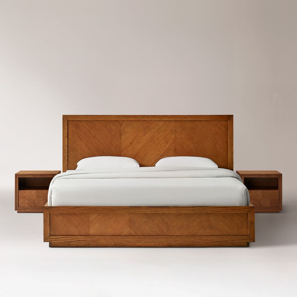 3-Piece Chevron Brown Wooden Bedroom Set