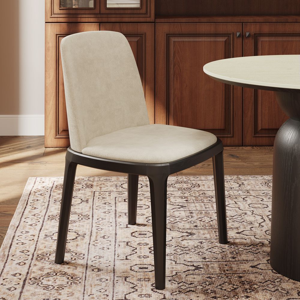 Black Ash Solid Wood Dining Chairs Set