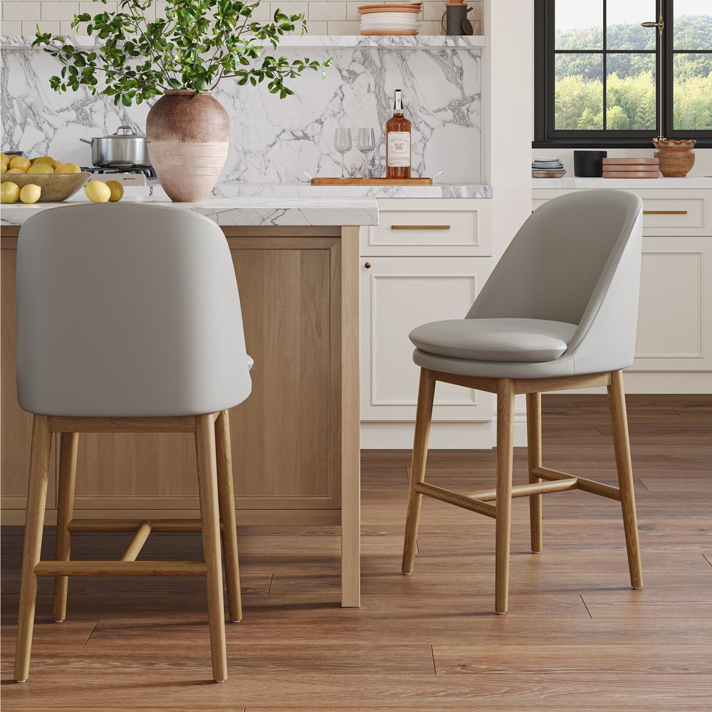 Brown Ash Wood Counter Bar Stool