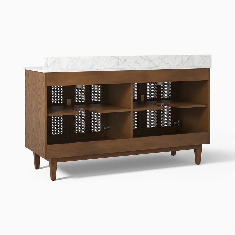 back of mid century modern bathroom vanity