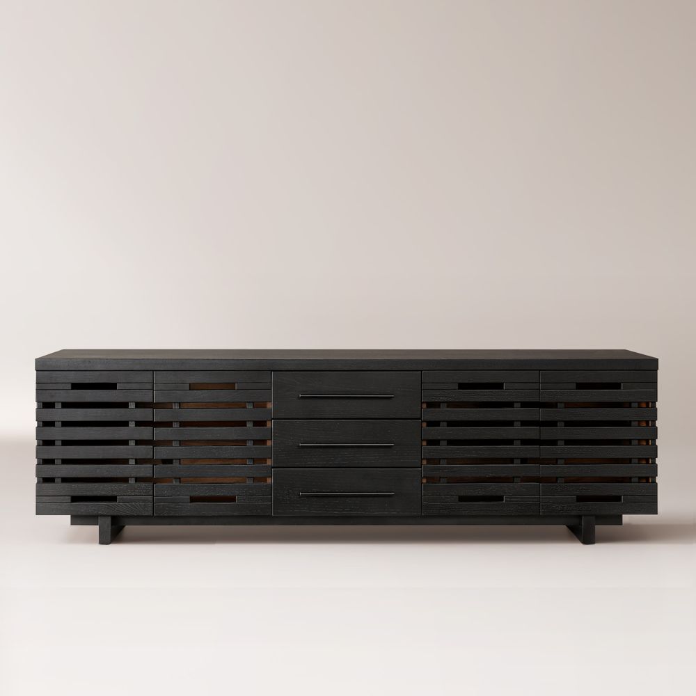 Black Slatted TV Stand