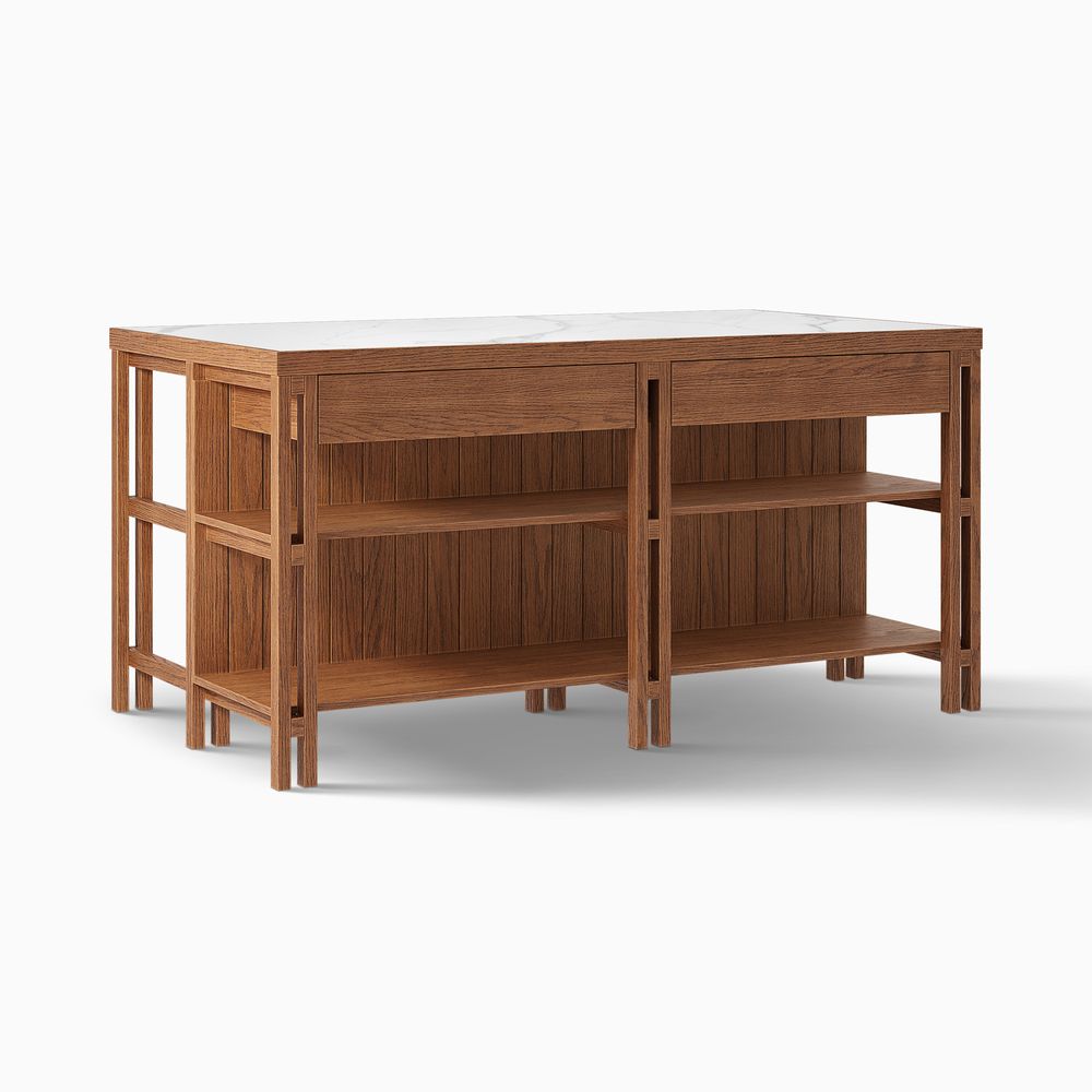 Mid Century Modern Sintered Stone Kitchen Island