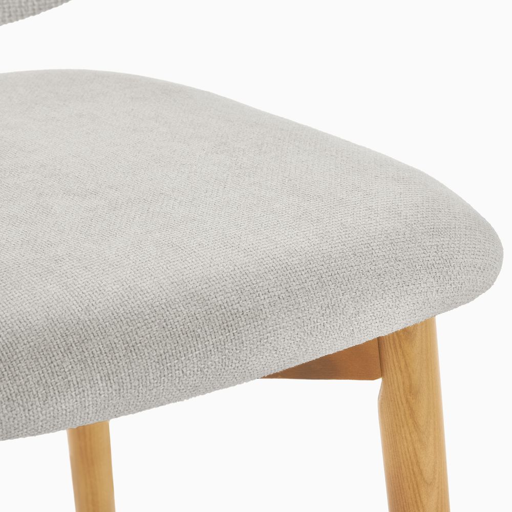 Natural Ash Wood Dining Chair with Cotton Linen Fabric Upholstery