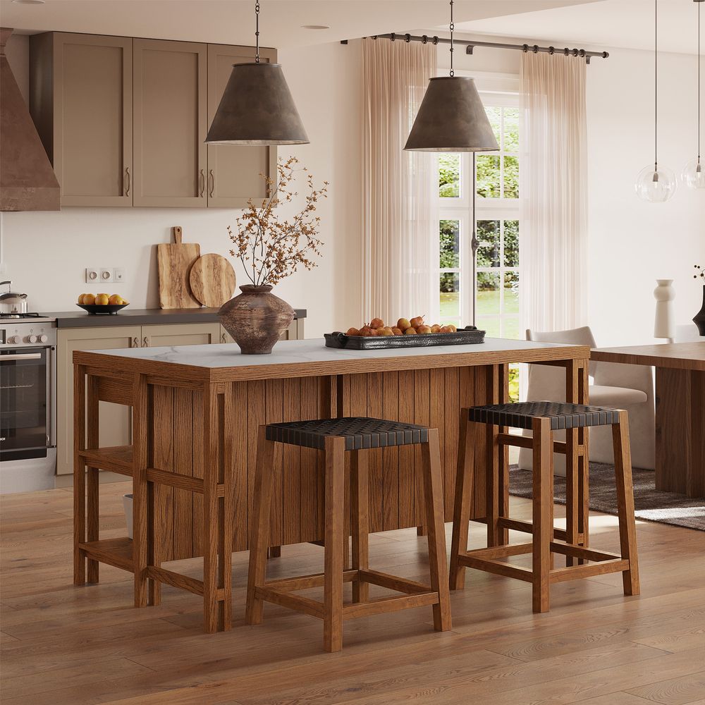 72" Wooden Kitchen Island with Storage with Sintered Stone Tabletop
