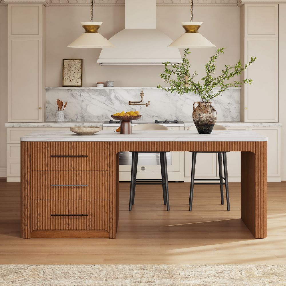 90 Inch Marble Kitchen Island with Storage
