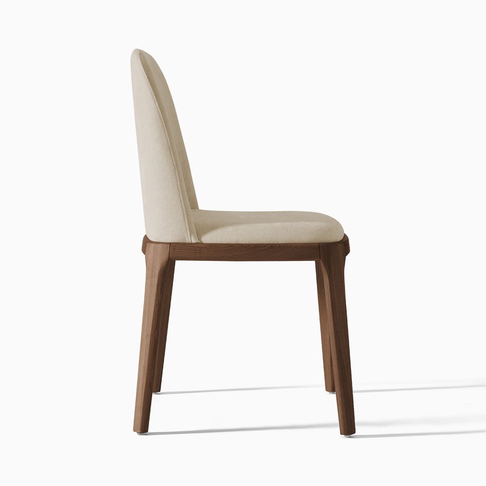 Mid Century Modern Wooden Dining Chairs Set with Cruved Back