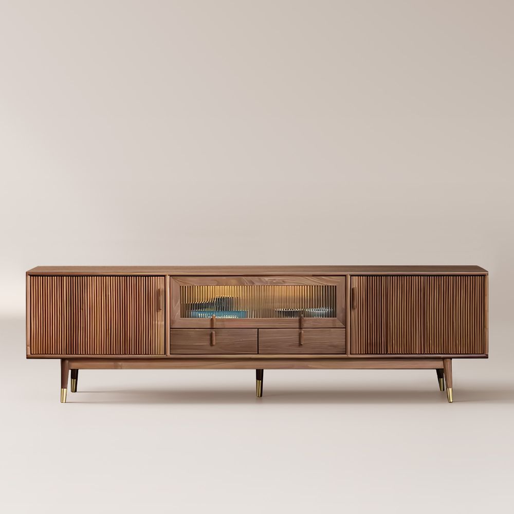 80 inch Solid Wood & Glass Doors TV Stand