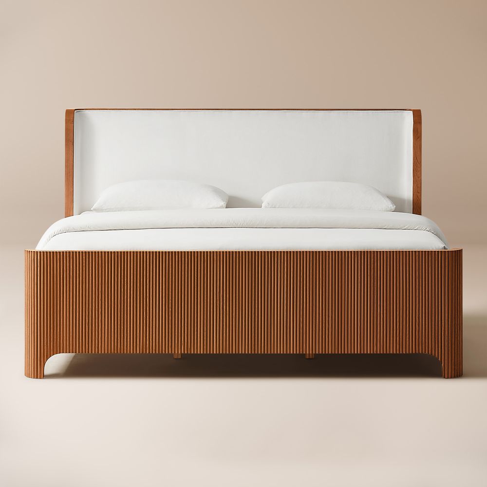 Fluted Solid Oak Bed