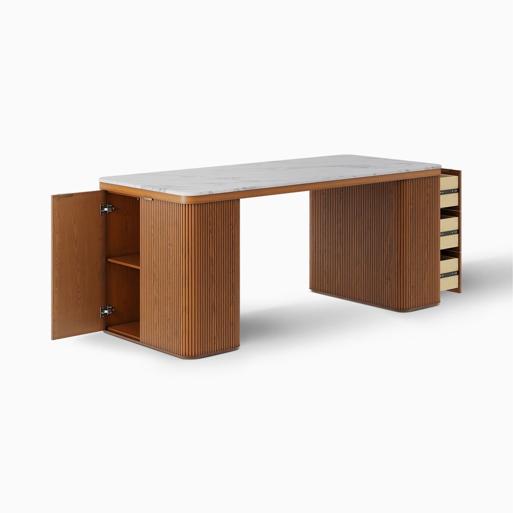 84" Brown Kitchen Island with Storage
