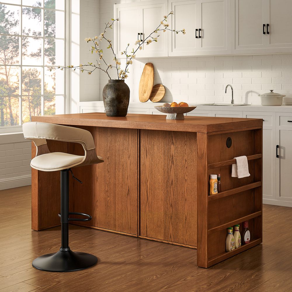 70 Inch Solid Wood Kitchen with Two Counter Stools