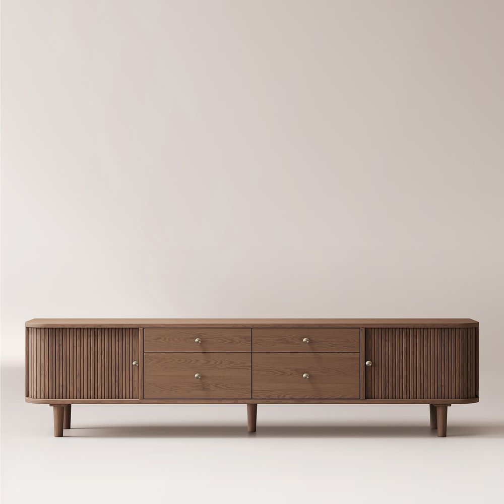 Walnut Tambour Door TV Stand