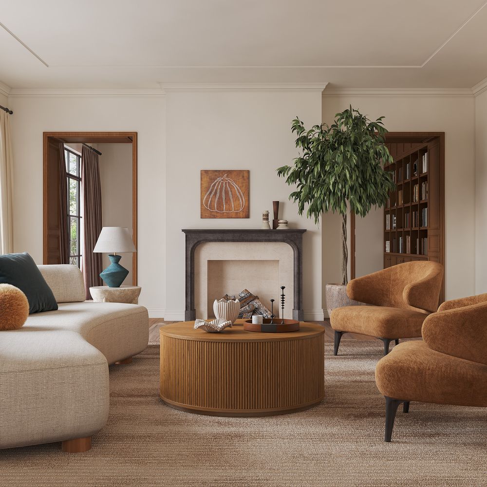 Round Oak Coffee Table for living room