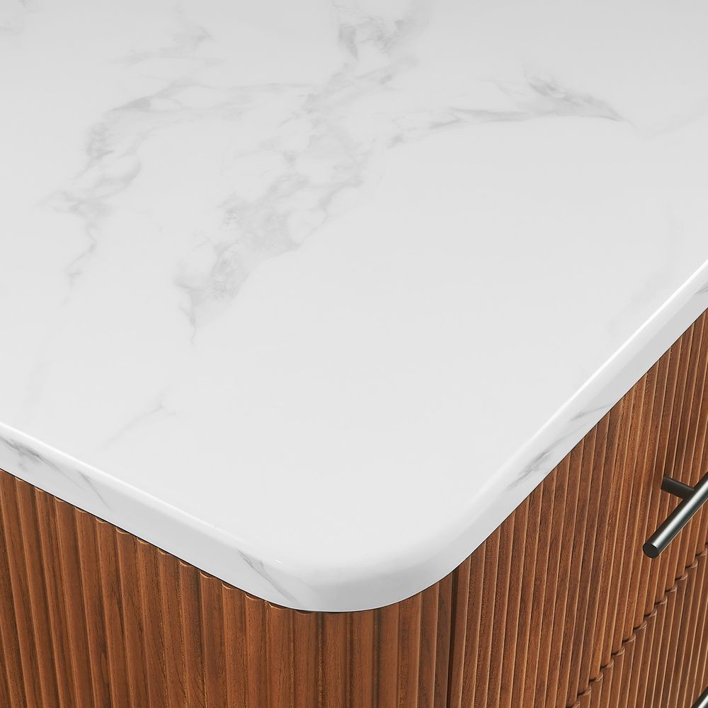90 Inch Kitchen Island with White Marble Tabletop
