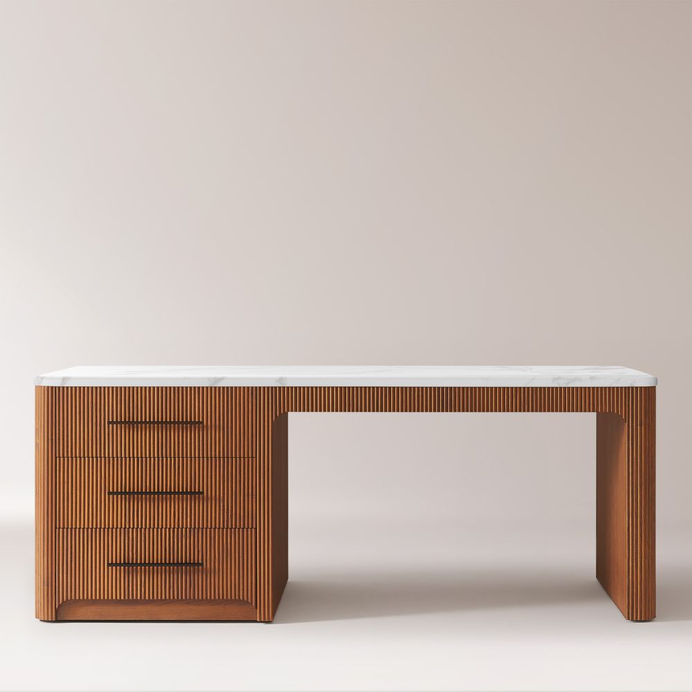 Mid Century Modern 90 Inch Marble Kitchen Island