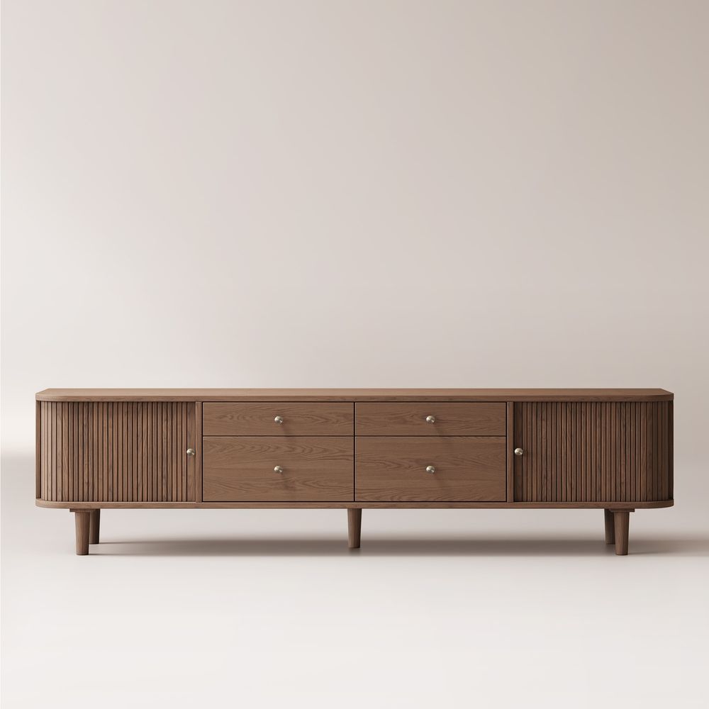 Walnut Tambour Door TV Stand