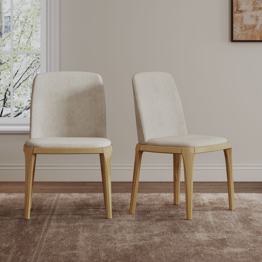 Natural Ash Wood Dining Chairs Set of 2