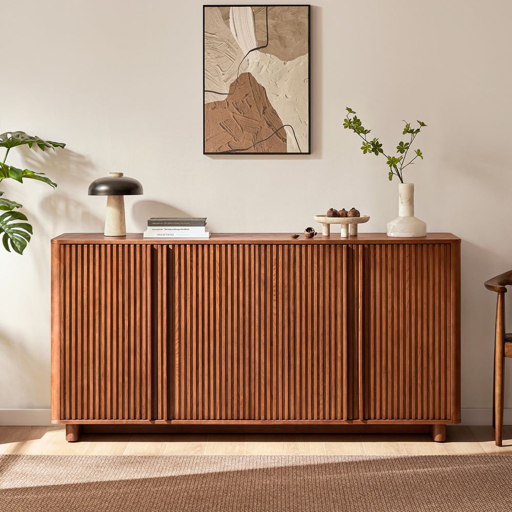 ash wood fluted dining room sideboard
