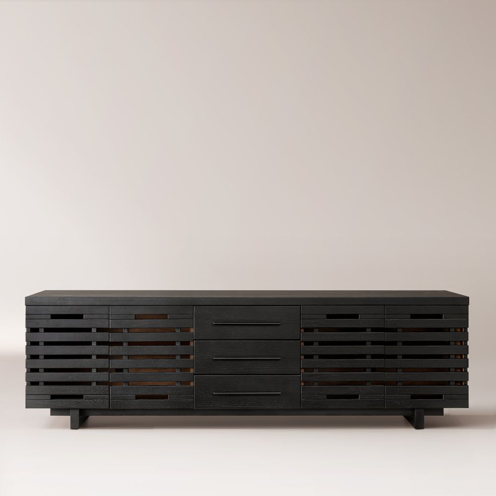 Black Slatted TV Stand
