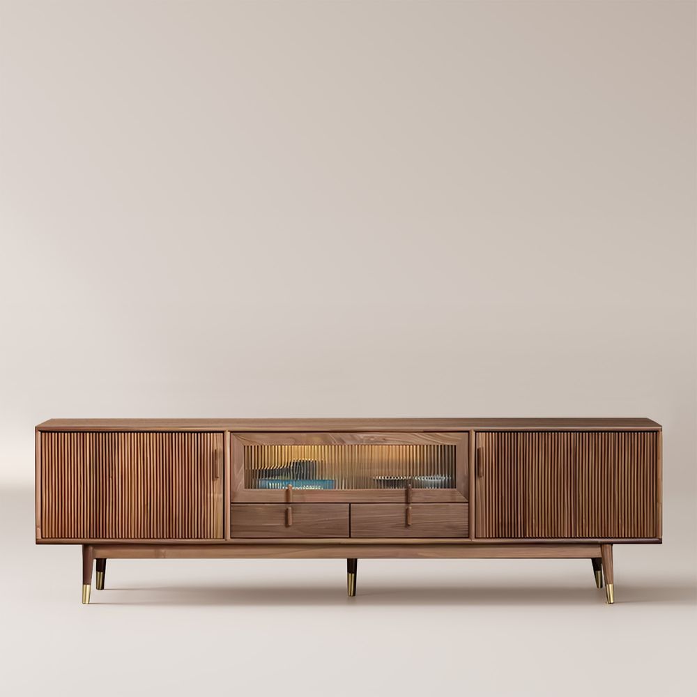 80 inch Solid Wood & Glass Doors TV Stand