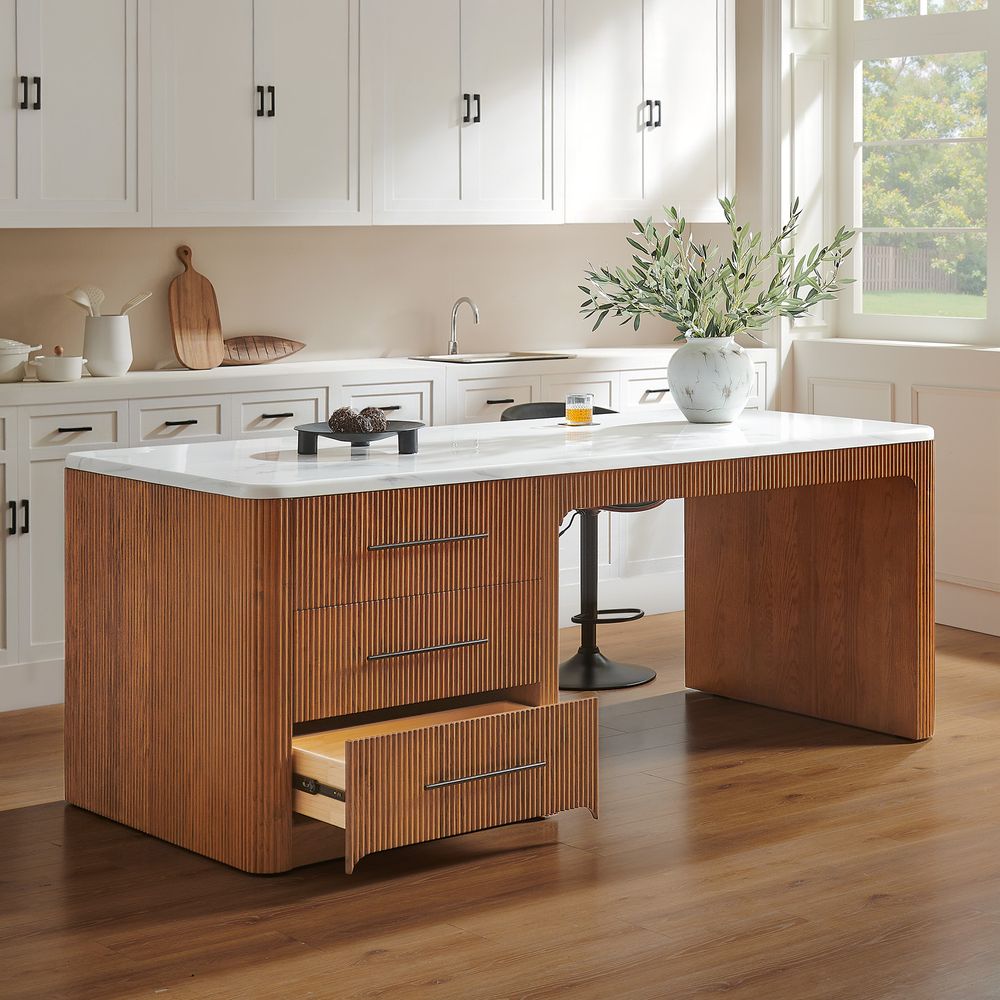 90 Inch Marble Kitchen Island with Storage for Dining Room90 Inch Marble Kitchen Island with Storage for Dining Room