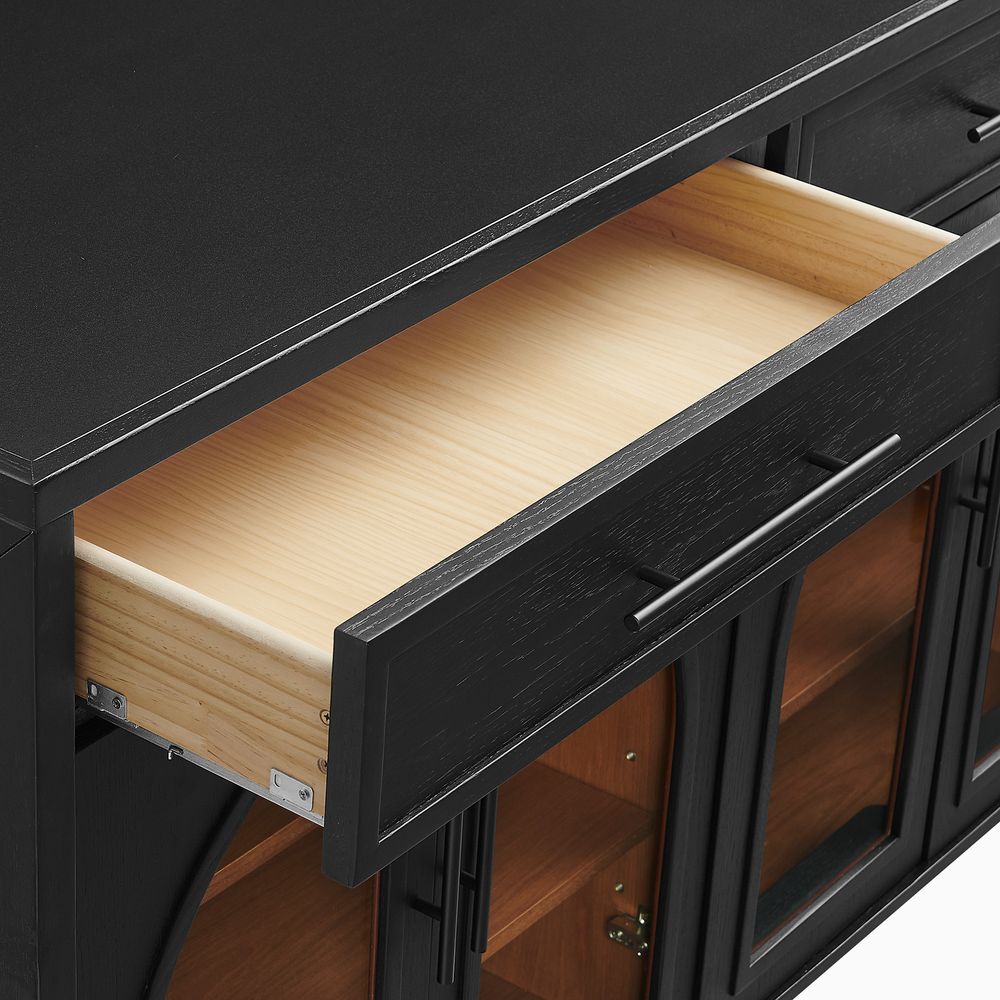 Black Versatile Kitchen Island with Drawers