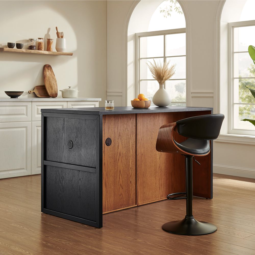 Modern kitchen Island with Two Stools in Dining Room