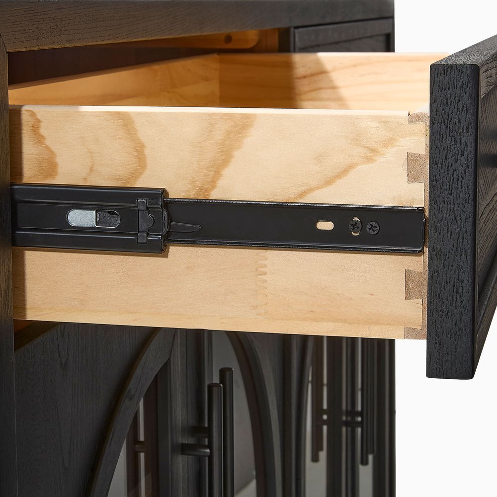 drawer of Black Wood Sideboard