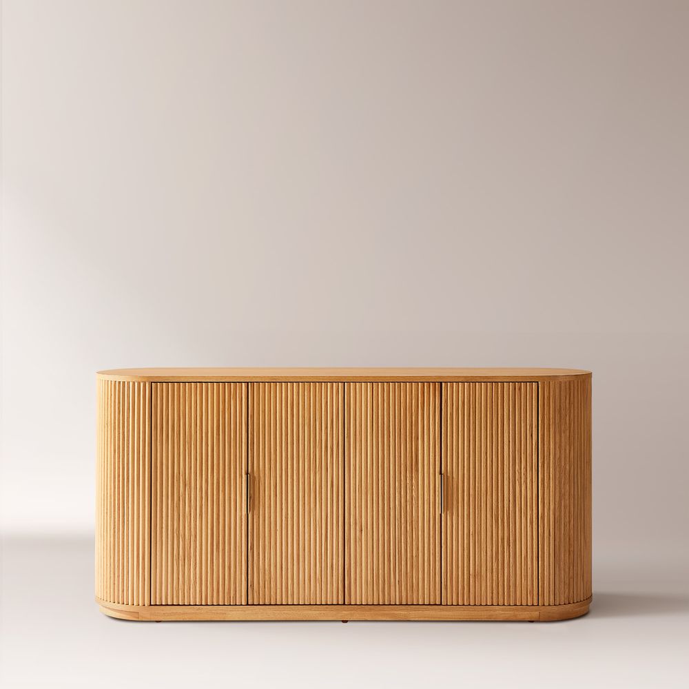 natural fluted wood sideboard