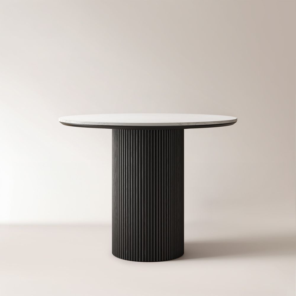39" Fluted Black Dining Table