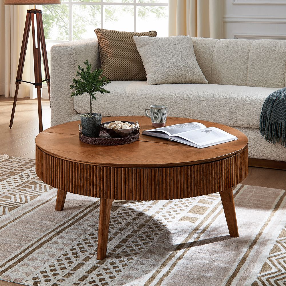 Round lift top coffee table with Hidden Storage for Living Room