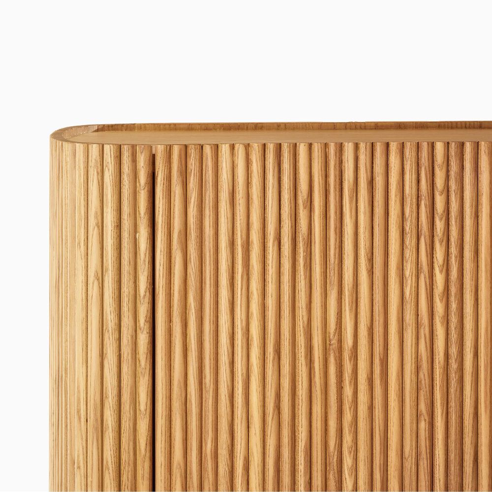 Marisol 47" Natural Oak Bar Cabinet with Solid Oak Fluted Design