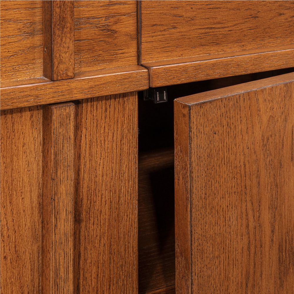 oak finish buffet cabinet sideboard with pushopen door
