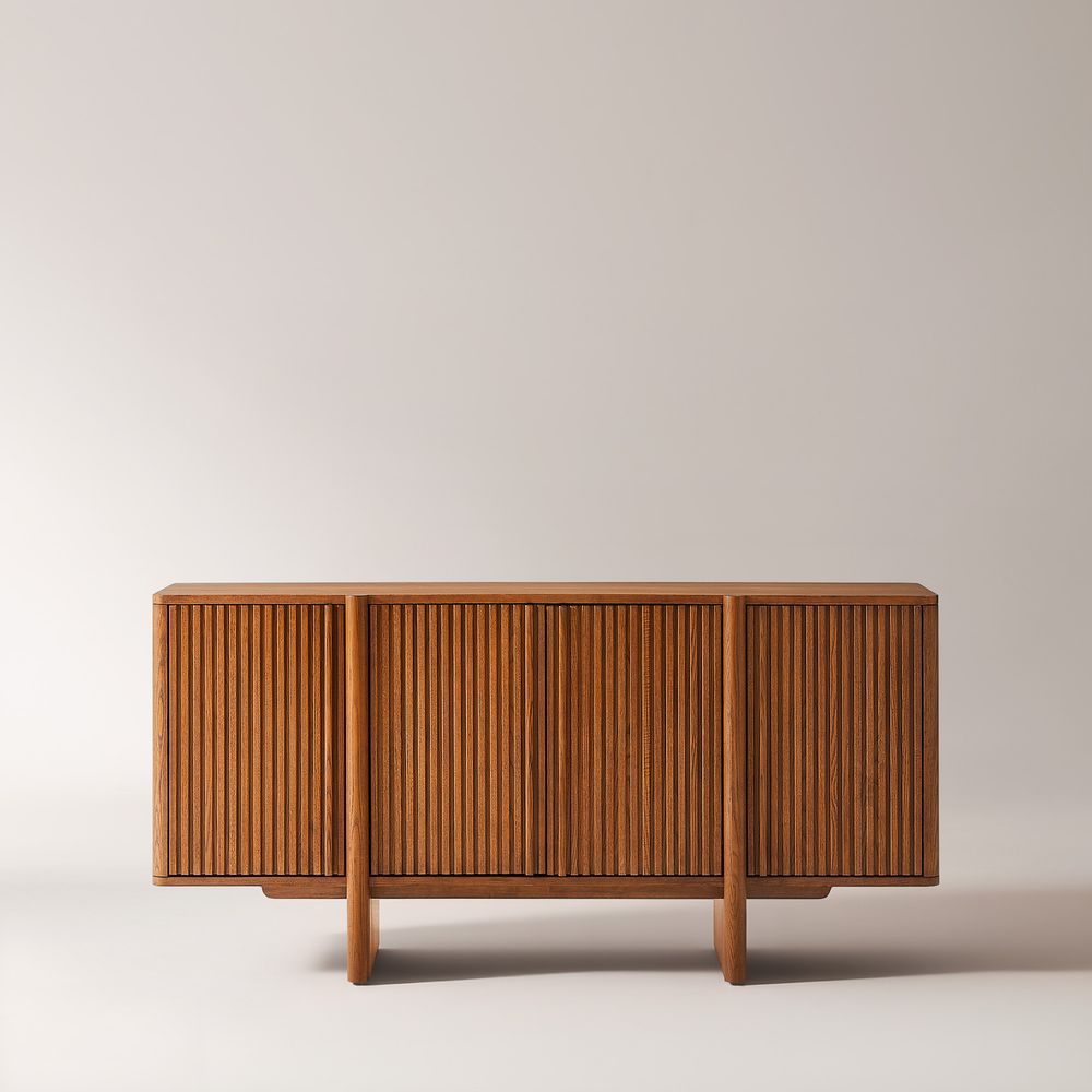 63 Inch Solid Wood Wood Sideboard Buffet with Storage
