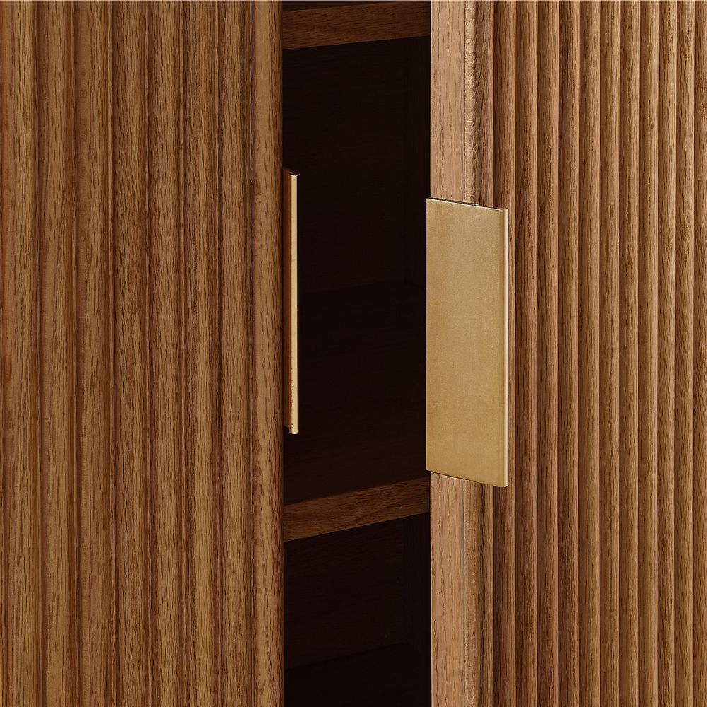 oak fluted wood sideboard with ample storage