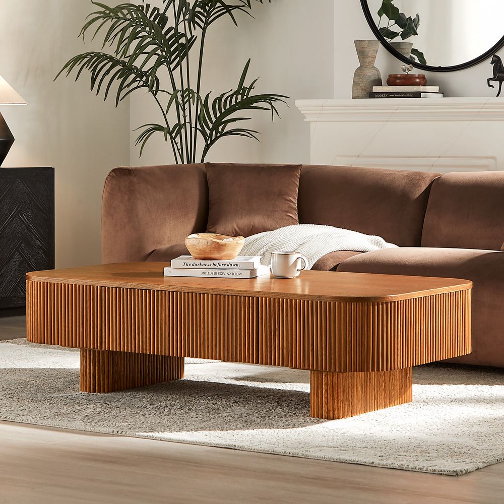 Wood Coffee Tables with Grille Legs