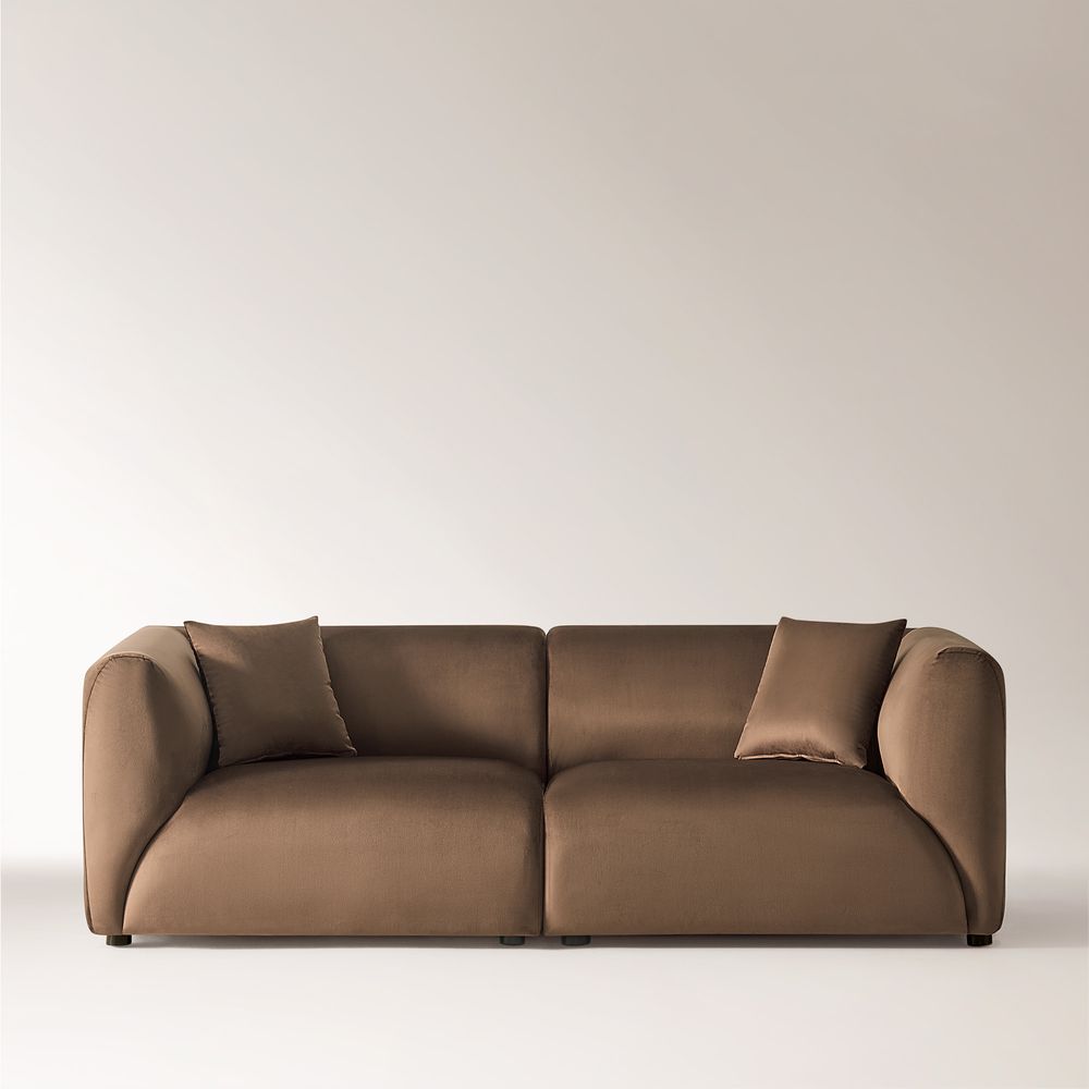 brown loveseat sofa
