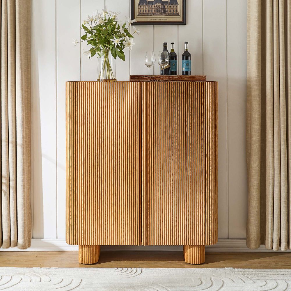 Marisol 47" Natural Oak Bar Cabinet for Dining Room