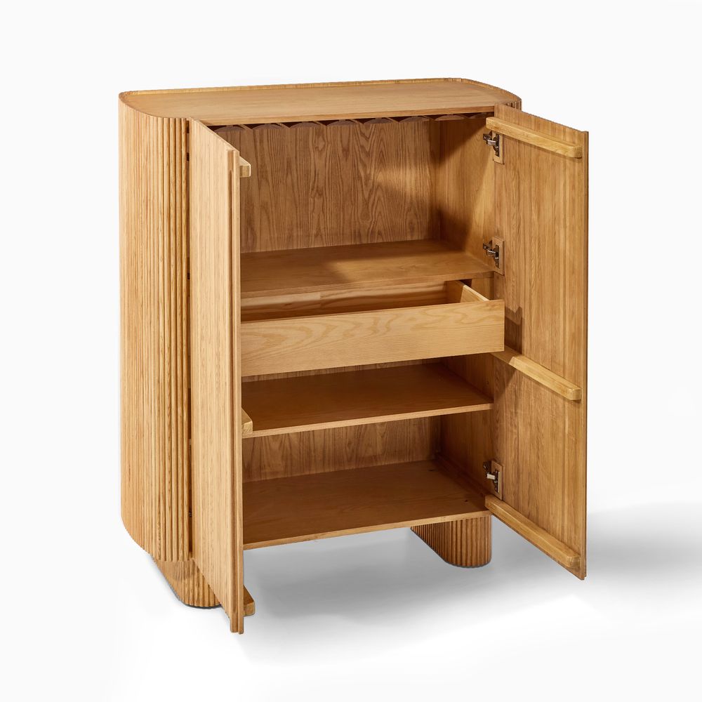 47" Natural Oak Bar Cabinet with Storage